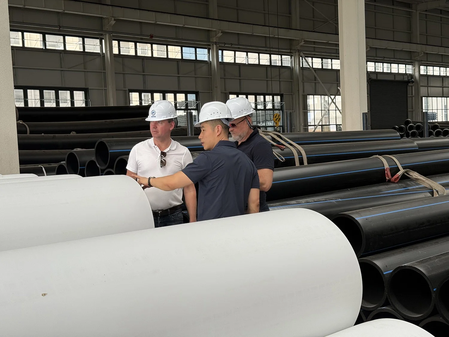 Finished White Co-Extruded HDPE Pipes in SIFFO workshop