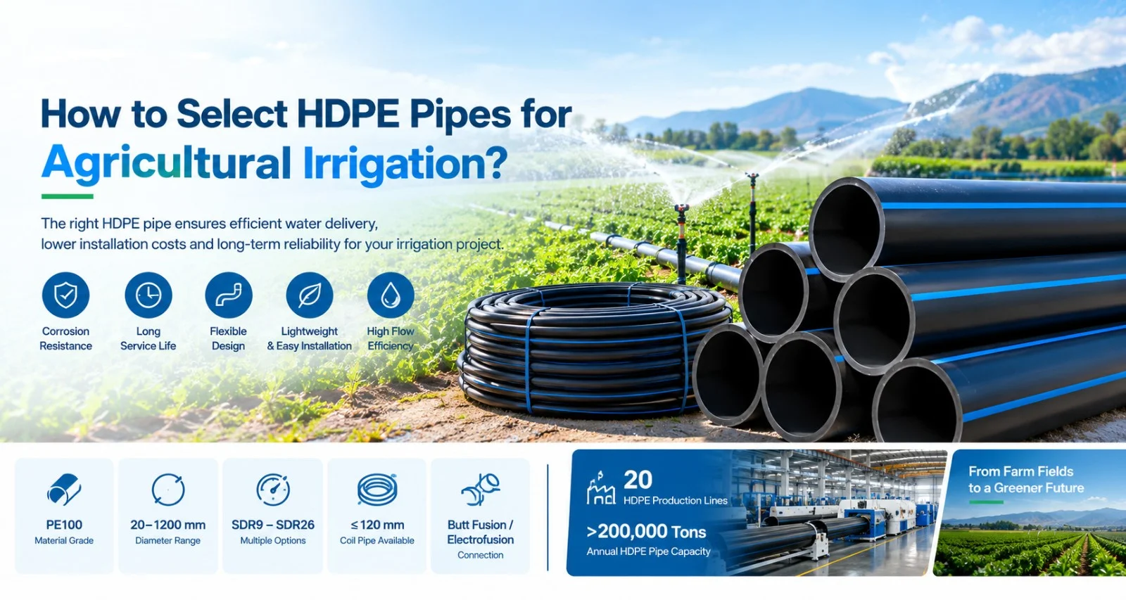 HDPE pipe for agricultural irrigation